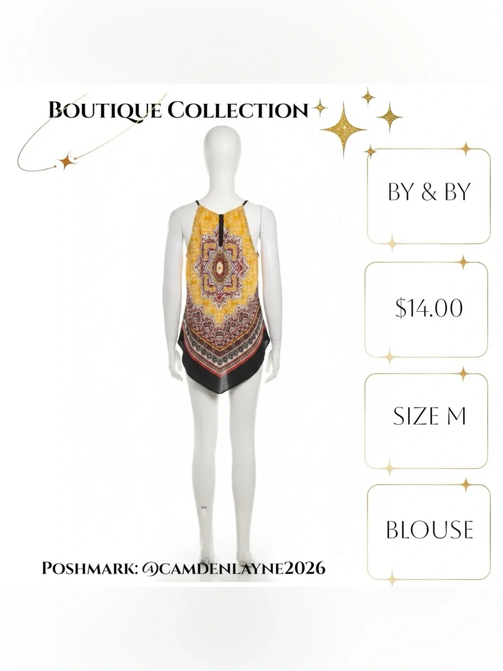 by & by Yellow Printed Halter-Style Scarf Hem Camisole - Picture 7 of 7